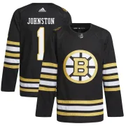 Adidas Eddie Johnston Boston Bruins Men's Authentic 100th Anniversary Primegreen Jersey - Black
