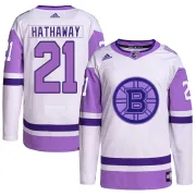 Adidas Garnet Hathaway Boston Bruins Youth Authentic Hockey Fights Cancer Primegreen Jersey - White/Purple