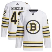 Adidas Georgii Merkulov Boston Bruins Men's Authentic 100th Anniversary Primegreen Jersey - White