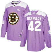 Adidas Georgii Merkulov Boston Bruins Youth Authentic Fights Cancer Practice Jersey - Purple