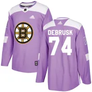 Adidas Jake DeBrusk Boston Bruins Men's Authentic Fights Cancer Practice Jersey - Purple