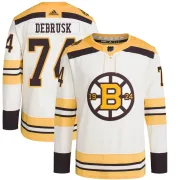 Adidas Jake DeBrusk Boston Bruins Youth Authentic 100th Anniversary Primegreen Jersey - Cream