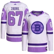 Adidas Jakub Zboril Boston Bruins Men's Authentic Hockey Fights Cancer Primegreen Jersey - White/Purple