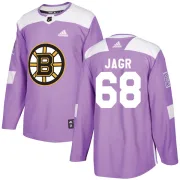 Adidas Jaromir Jagr Boston Bruins Men's Authentic Fights Cancer Practice Jersey - Purple