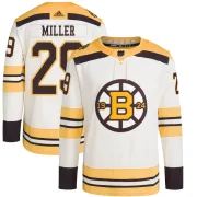 Adidas Jay Miller Boston Bruins Youth Authentic 100th Anniversary Primegreen Jersey - Cream