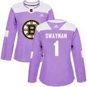 Adidas Jeremy Swayman Boston Bruins Women's Authentic Fights Cancer Practice Jersey - Purple