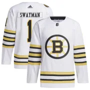 Adidas Jeremy Swayman Boston Bruins Youth Authentic 100th Anniversary Primegreen Jersey - White
