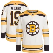 Adidas Johnny Beecher Boston Bruins Youth Authentic 100th Anniversary Primegreen Jersey - Cream