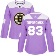 Adidas Luke Toporowski Boston Bruins Women's Authentic Fights Cancer Practice Jersey - Purple