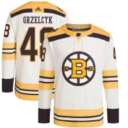 Adidas Matt Grzelcyk Boston Bruins Men's Authentic 100th Anniversary Primegreen Jersey - Cream