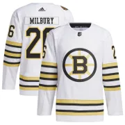 Adidas Mike Milbury Boston Bruins Youth Authentic 100th Anniversary Primegreen Jersey - White