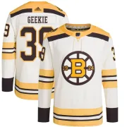 Adidas Morgan Geekie Boston Bruins Men's Authentic 100th Anniversary Primegreen Jersey - Cream