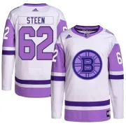 Adidas Oskar Steen Boston Bruins Men's Authentic Hockey Fights Cancer Primegreen Jersey - White/Purple