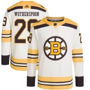 Adidas Parker Wotherspoon Boston Bruins Youth Authentic 100th Anniversary Primegreen Jersey - Cream