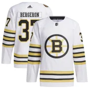 Adidas Patrice Bergeron Boston Bruins Youth Authentic 100th Anniversary Primegreen Jersey - White