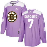 Adidas Phil Esposito Boston Bruins Youth Authentic Fights Cancer Practice Jersey - Purple