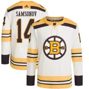 Adidas Sergei Samsonov Boston Bruins Youth Authentic 100th Anniversary Primegreen Jersey - Cream