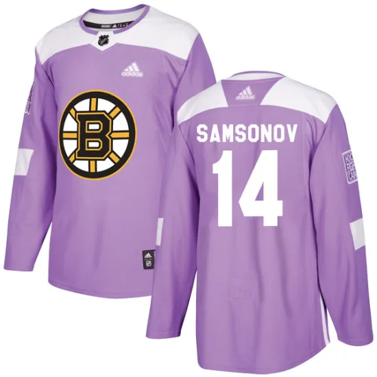 Adidas Sergei Samsonov Boston Bruins Youth Authentic Fights Cancer Practice Jersey - Purple