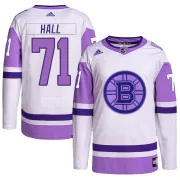Adidas Taylor Hall Boston Bruins Youth Authentic Hockey Fights Cancer Primegreen Jersey - White/Purple