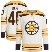Adidas Tuukka Rask Boston Bruins Youth Authentic 100th Anniversary Primegreen Jersey - Cream