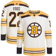 Adidas Willie O'ree Boston Bruins Youth Authentic 100th Anniversary Primegreen Jersey - Cream