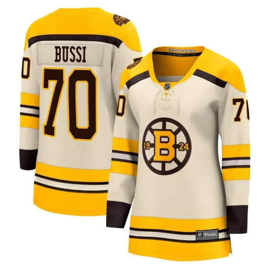 Fanatics Branded Brandon Bussi Boston Bruins Women's Premier Breakaway 100th Anniversary Jersey - Cream
