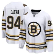 Fanatics Branded Jakub Lauko Boston Bruins Youth Premier Breakaway 100th Anniversary Jersey - White