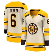Fanatics Branded Mason Lohrei Boston Bruins Women's Premier Breakaway 100th Anniversary Jersey - Cream